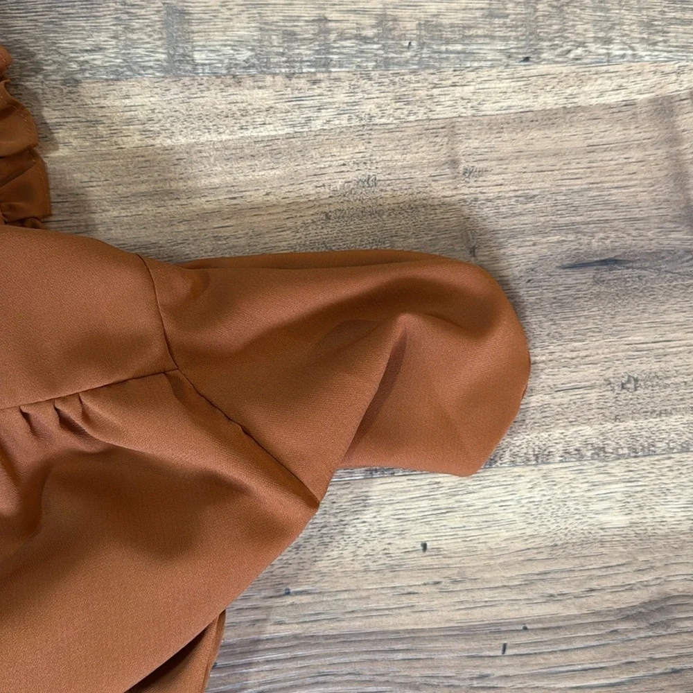 TCEC Brown and Orange Tiered Ruffled Sundress